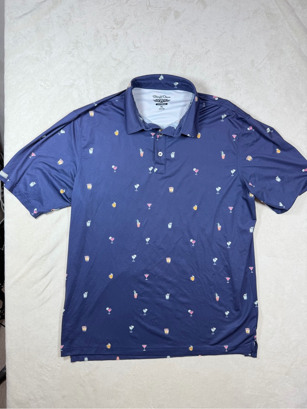 Straight Down XL Chariot Run Golf Club All Over Print AOP Cocktail Drinks Polo